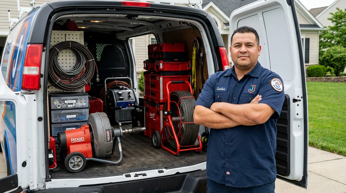 Professional drain cleaning equipment and Johns Plumbing LLC plumber in Lynchburg
