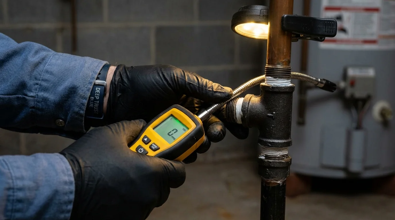 Gas leak detection with electronic sniffer by Johns Plumbing LLC in Lynchburg